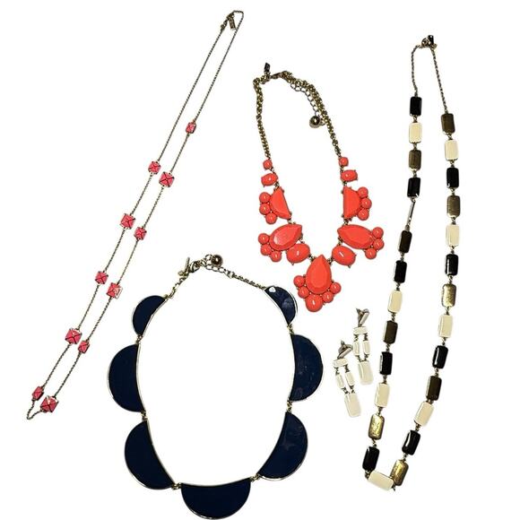 Kate Spade Jewelry Lot 4 Necklaces + Earrings Enamel Bib Statement Signed - Picture 1 of 8
